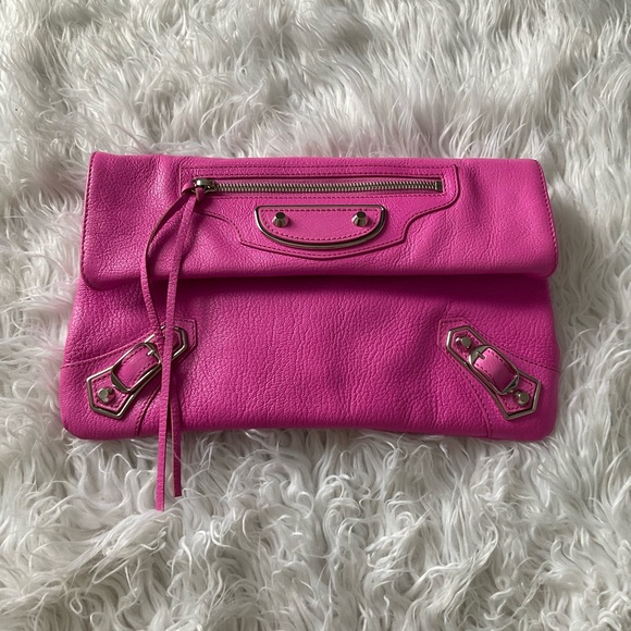 💖 Balenciaga metallic edge lambskin envelop clutch bag Rose 💖 - Picture 14 of 14
